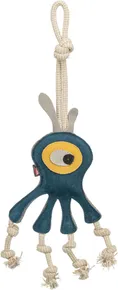 Monster - Monster auf der Schnur, 47 cm, Spielzeug für Hunde, 100% echtes Leder/Seil, petroleumfarben